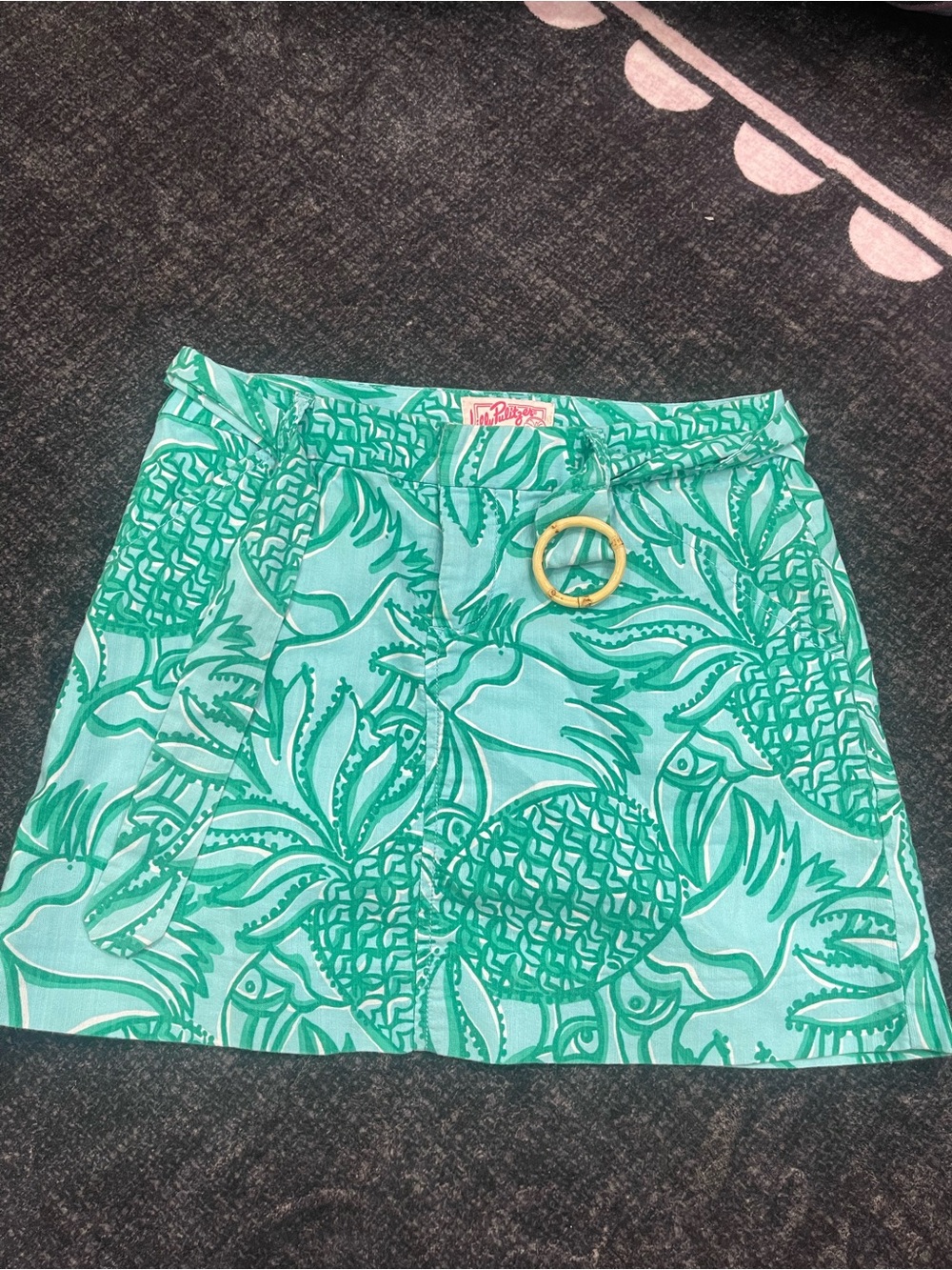 Lilly Pulitzer Teal & Emerald Pineapple-Print Mini Skirt
